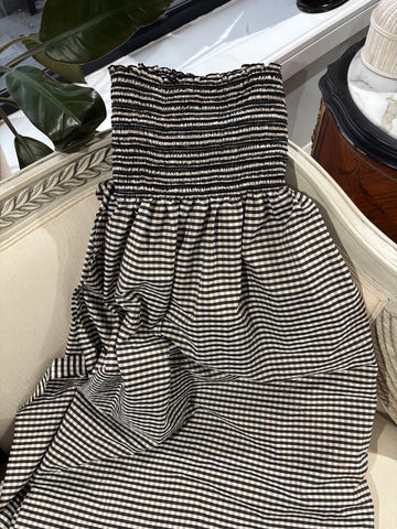 Shirred gingham fabric for dress