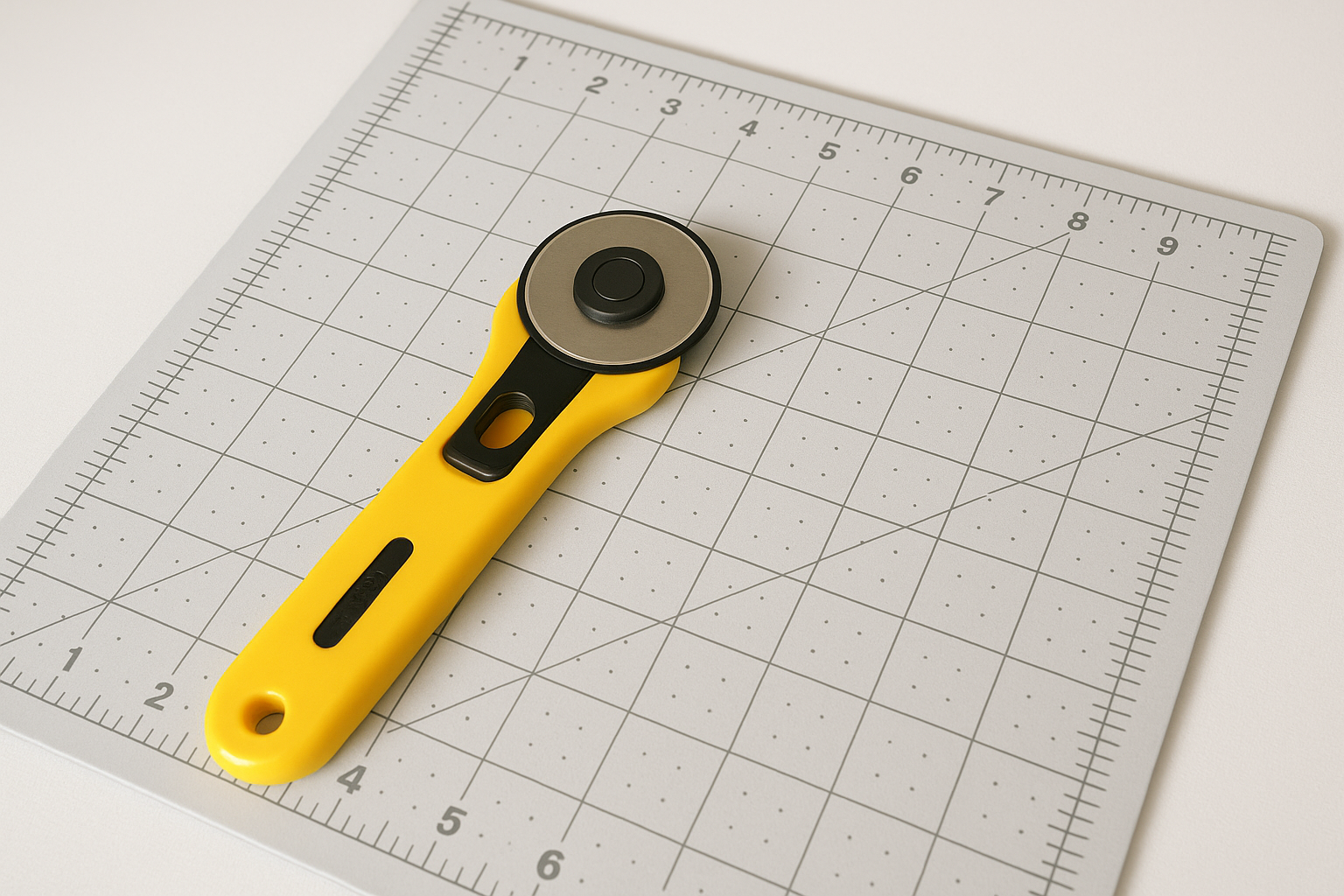 Rotary cutter on cutting mat