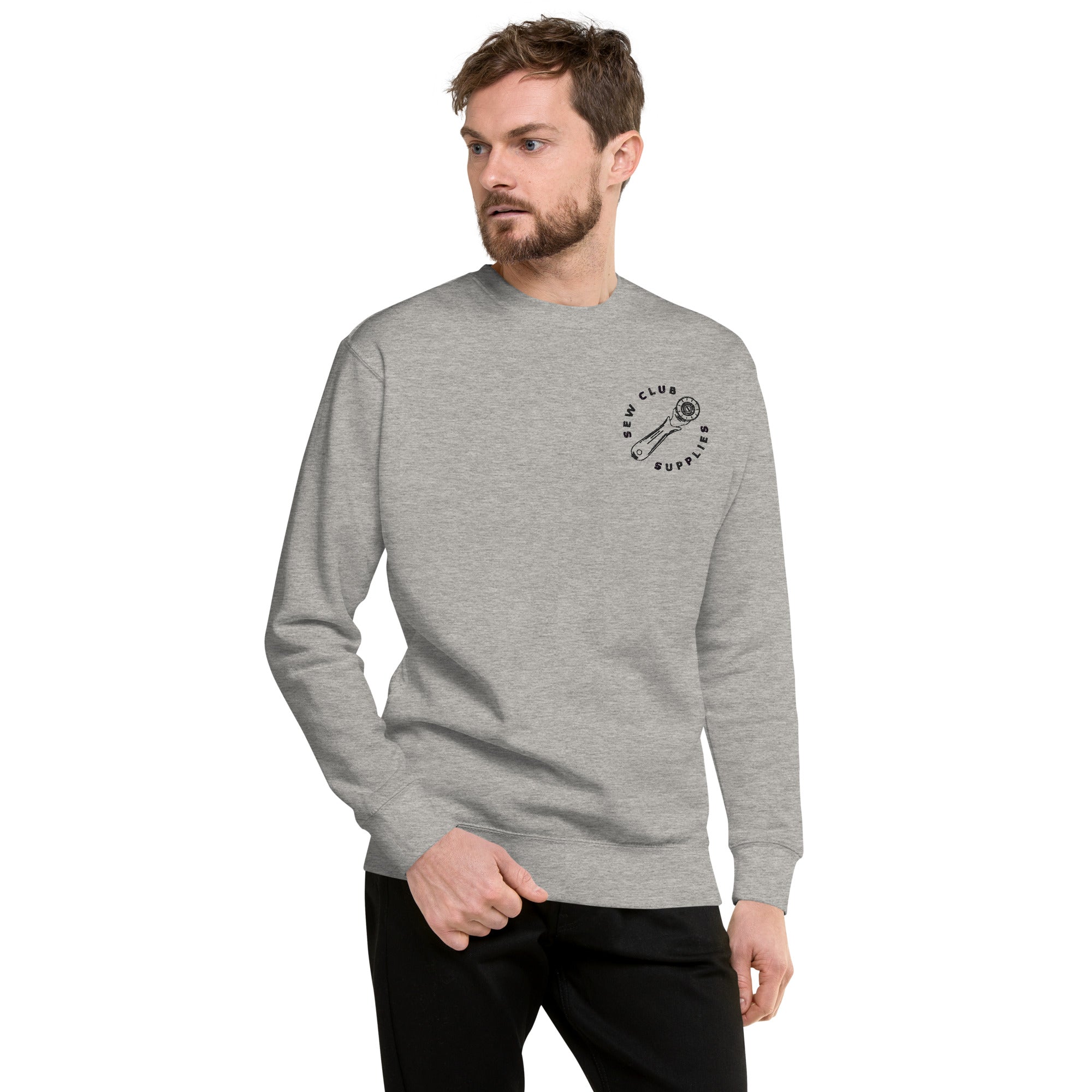 メンズウェア CLUBHAUS Elbow Patched Sweater - Gray Men's Oversized Loopback Sweatshirt in Light Grey Melange